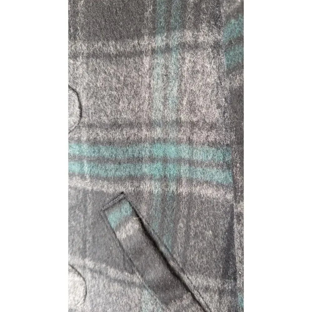 Hinge Wool Blend hooded jacket black green Tartan Plaid xsmall - Picture 4 of 13